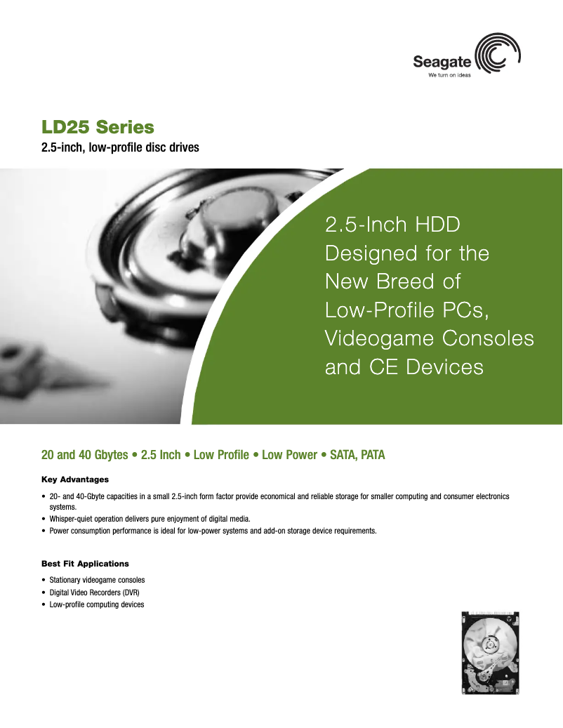 Page 1 de la notice Fiche technique Seagate LD25