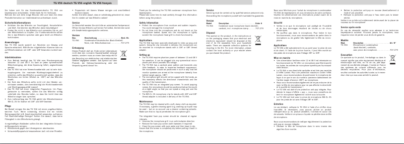 Image de la première page du manuel de l'appareil TG V56