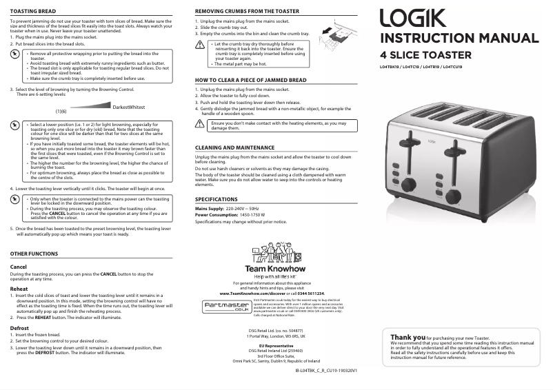 Página 1 del manual Manual de usuario Logik L04TR19