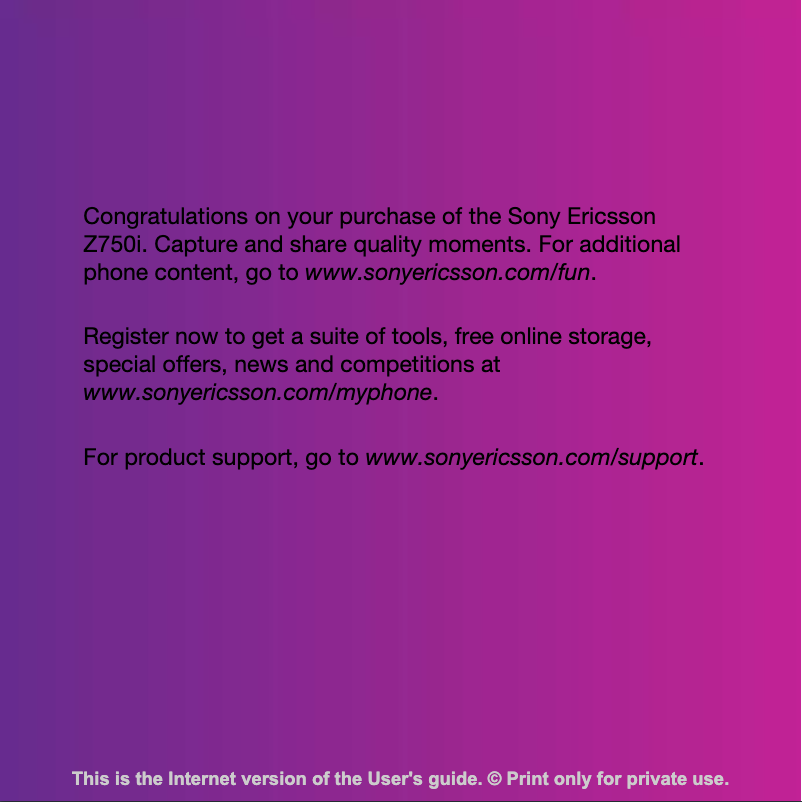 Página 1 del manual Manual de usuario Sony Ericsson Z750