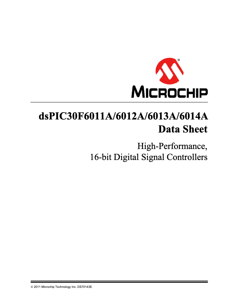Page 1 de la notice Fiche technique Microchip dsPIC30F6014A