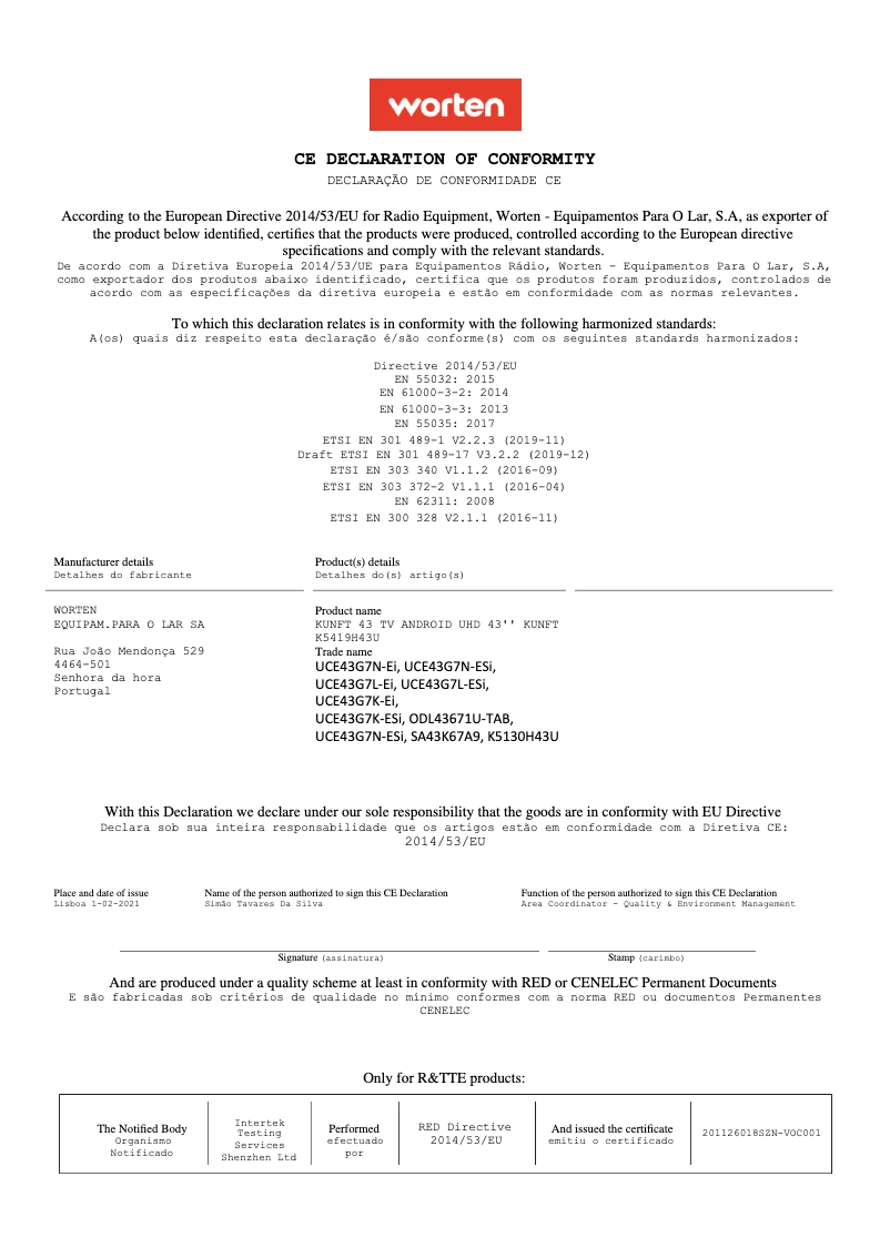 Image de la première page du manuel de l'appareil K5419H43U