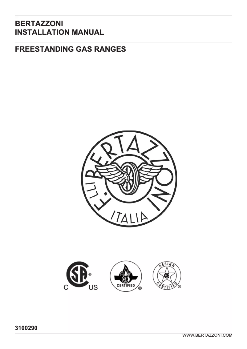 Page 1 de la notice Guide d'installation Bertazzoni PROF366GASGIT