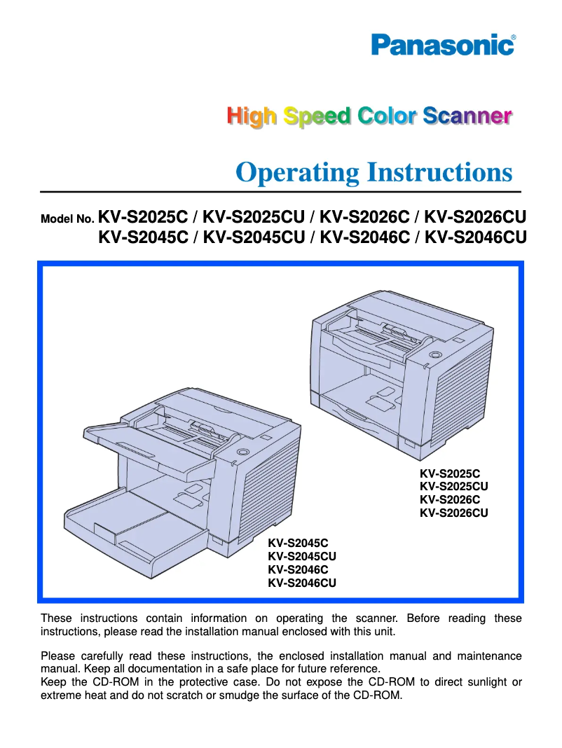 Page 1 de la notice Manuel utilisateur Panasonic KV-S2045CU