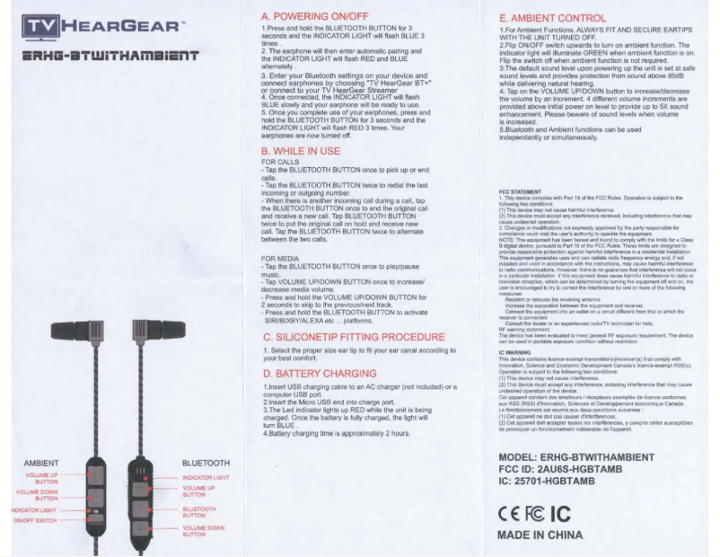 Image de la première page du manuel de l'appareil TV HearGear