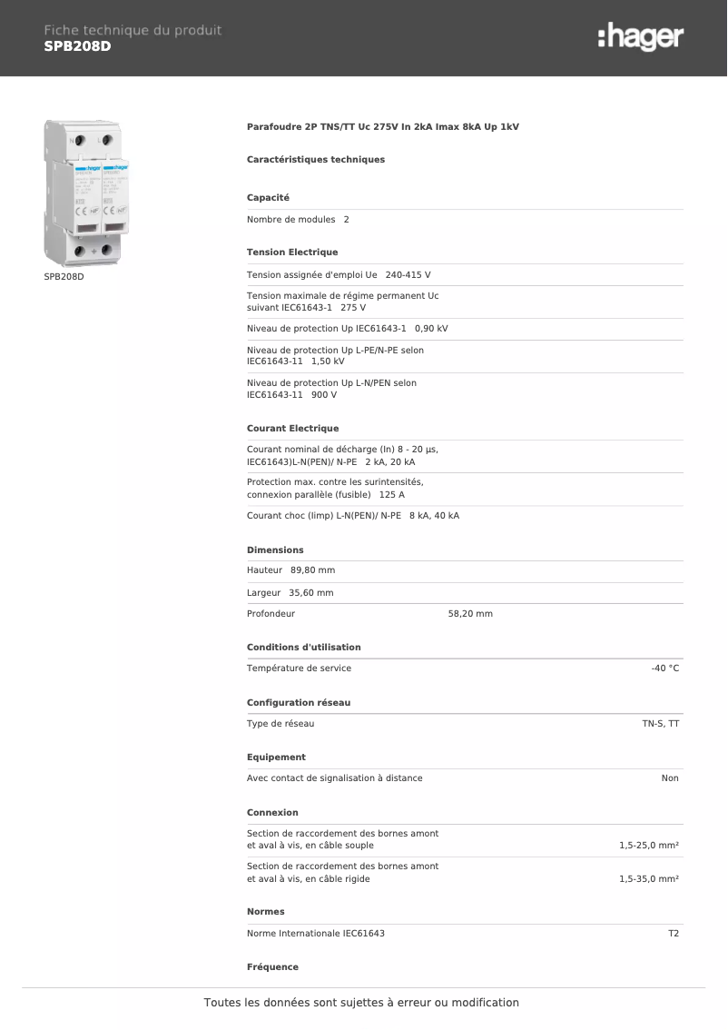 Image de la première page du manuel de l'appareil SPB208D