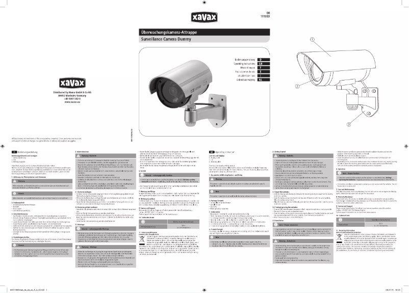 Page n°1 - Manuel utilisateur Xavax 00111993