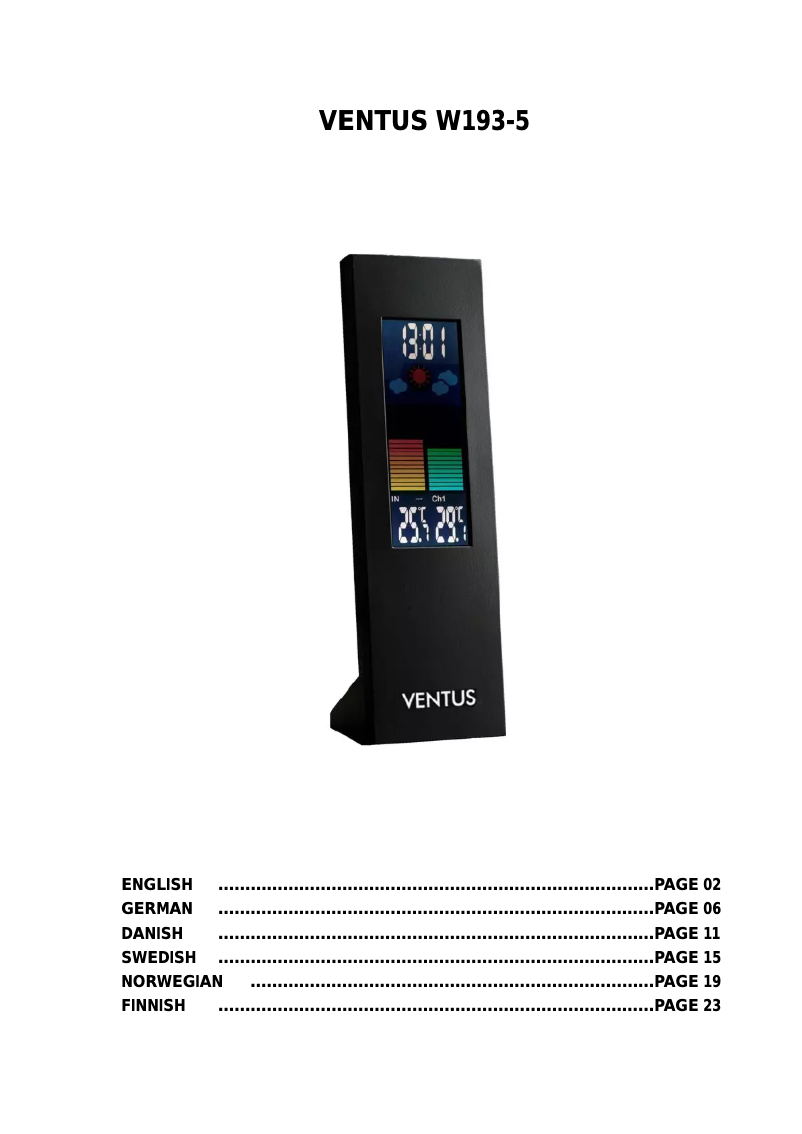 Page n°1 - Manuel utilisateur Ventus V193-5