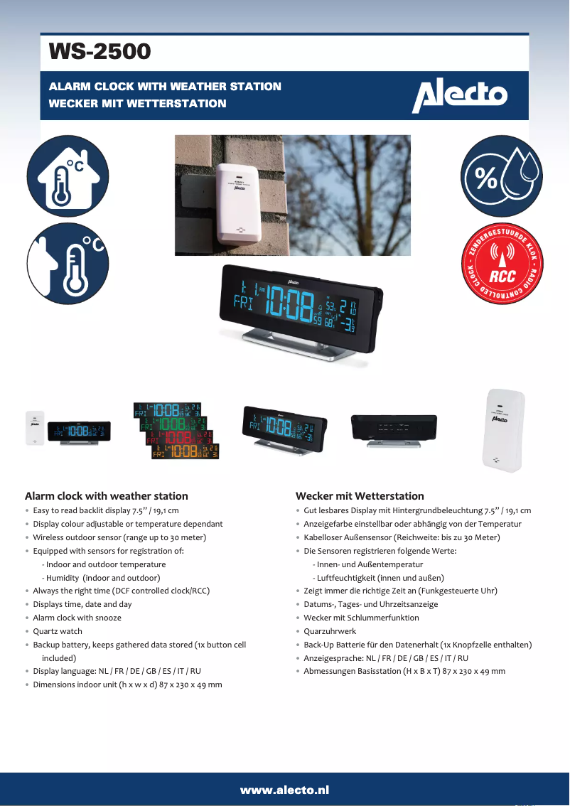 Page n°1 - Manuel utilisateur Alecto WS-2500