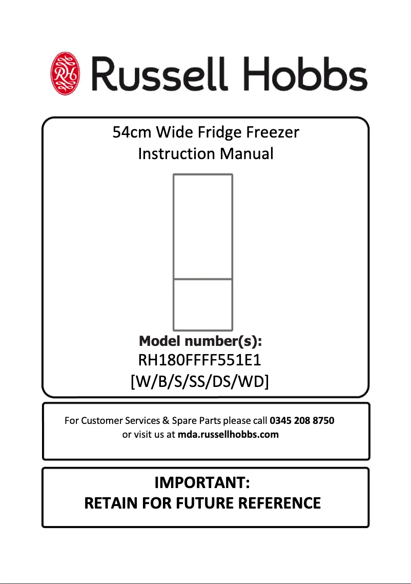 Page n°1 - Manuel utilisateur Russell Hobbs RH180FFFF551E1BWD