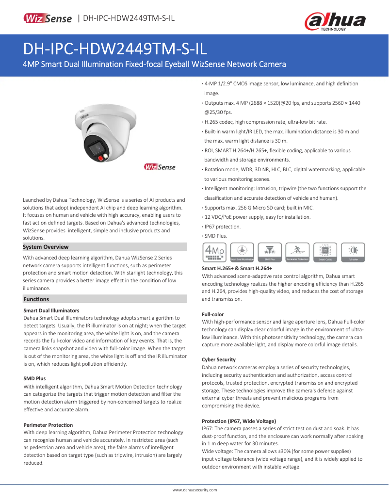 Image de la première page du manuel de l'appareil IPC-HDW2449TM-S-IL