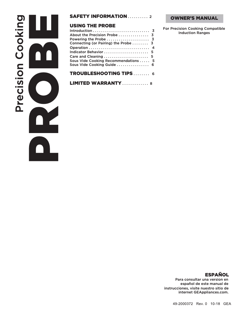 Image de la première page du manuel de l'appareil JXPROBE1