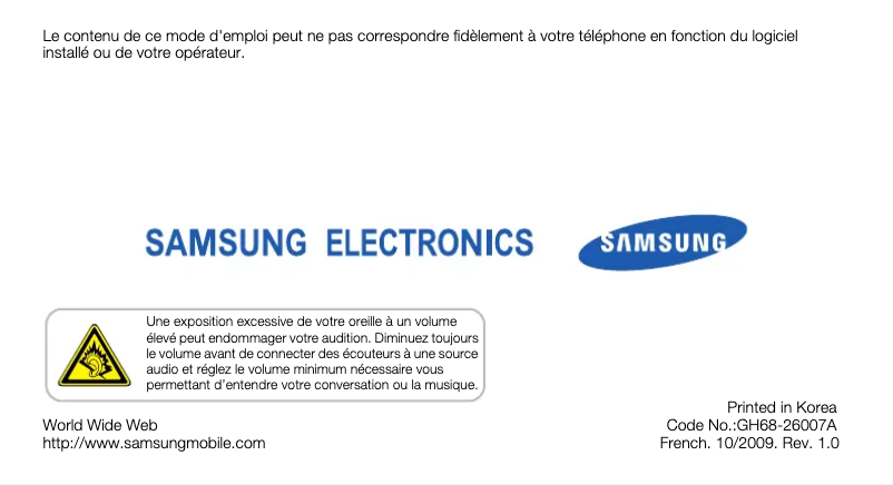 Page n°1 - Manuel utilisateur Samsung Corby Pro GT-B5310
