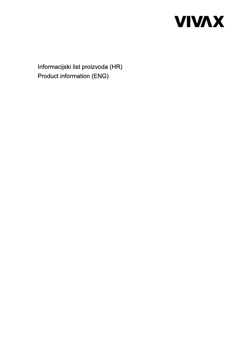 Page 1 de la notice Fiche technique Vivax BH-40TEI G