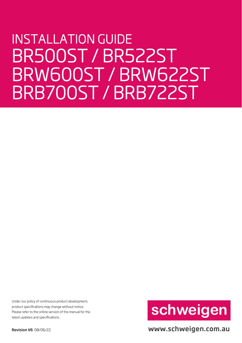 Image de la première page du manuel de l'appareil BRW622ST