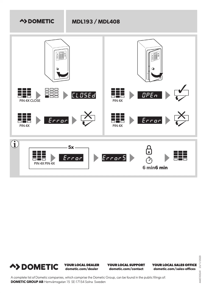 Page n°1 - Manuel utilisateur Dometic ProSafe MDL 193