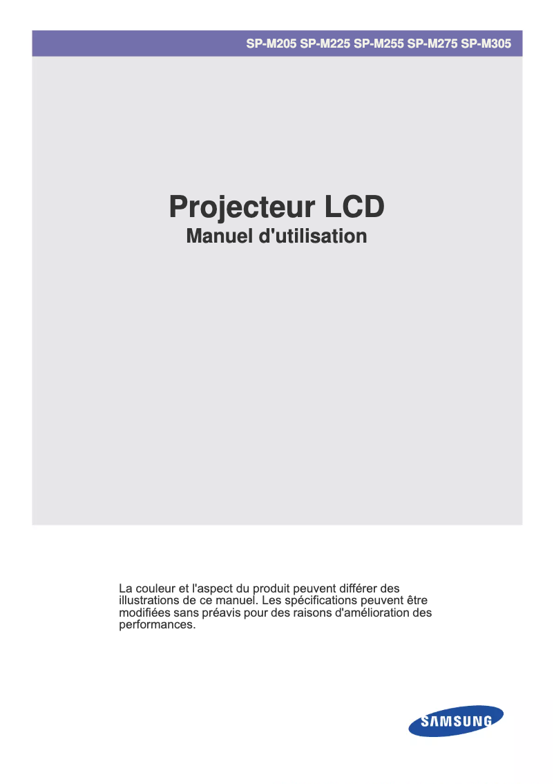 Page n°1 - Manuel utilisateur Samsung SP-M305