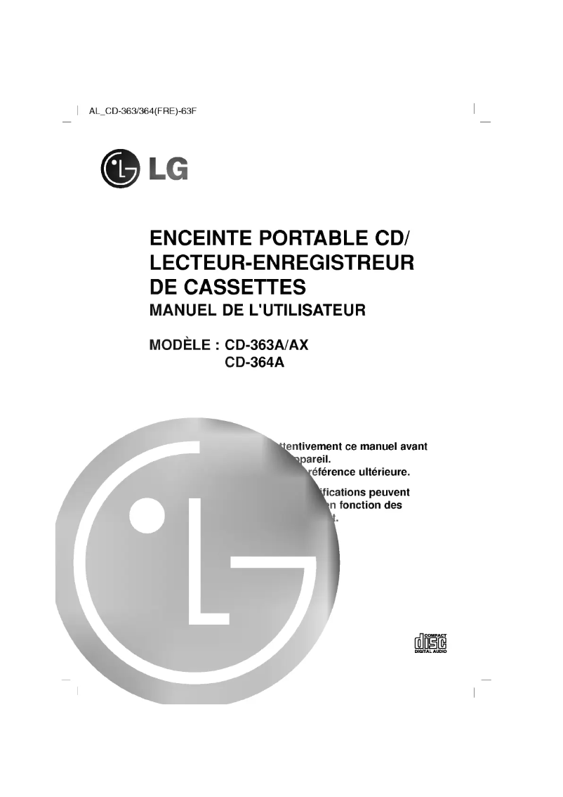 Image de la première page du manuel de l'appareil CD-371A