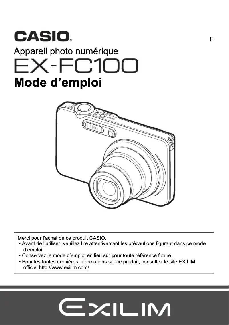 Image de la première page du manuel de l'appareil Exilim EX-FC100