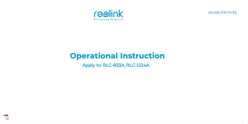 Page n°1 - Mode d'emploi Reolink RLC-833A