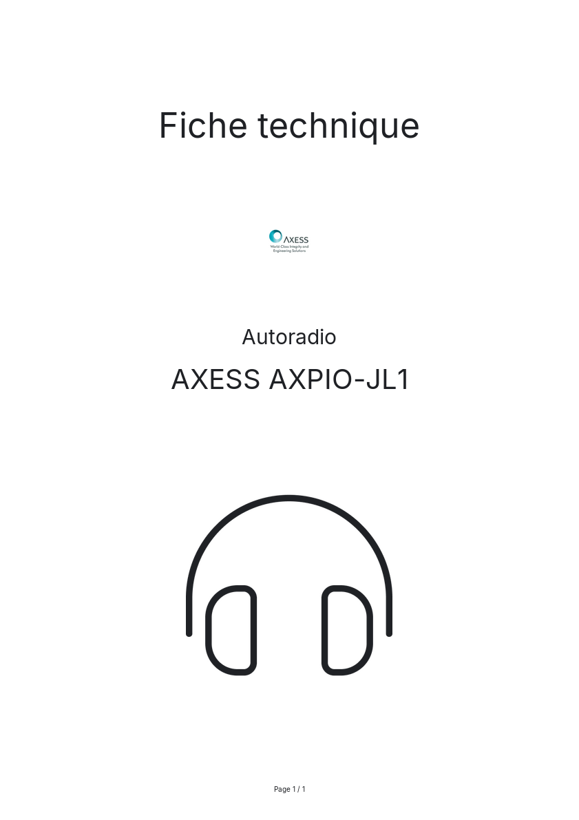 Page n°1 - Fiche technique AXESS AXPIO-JL1