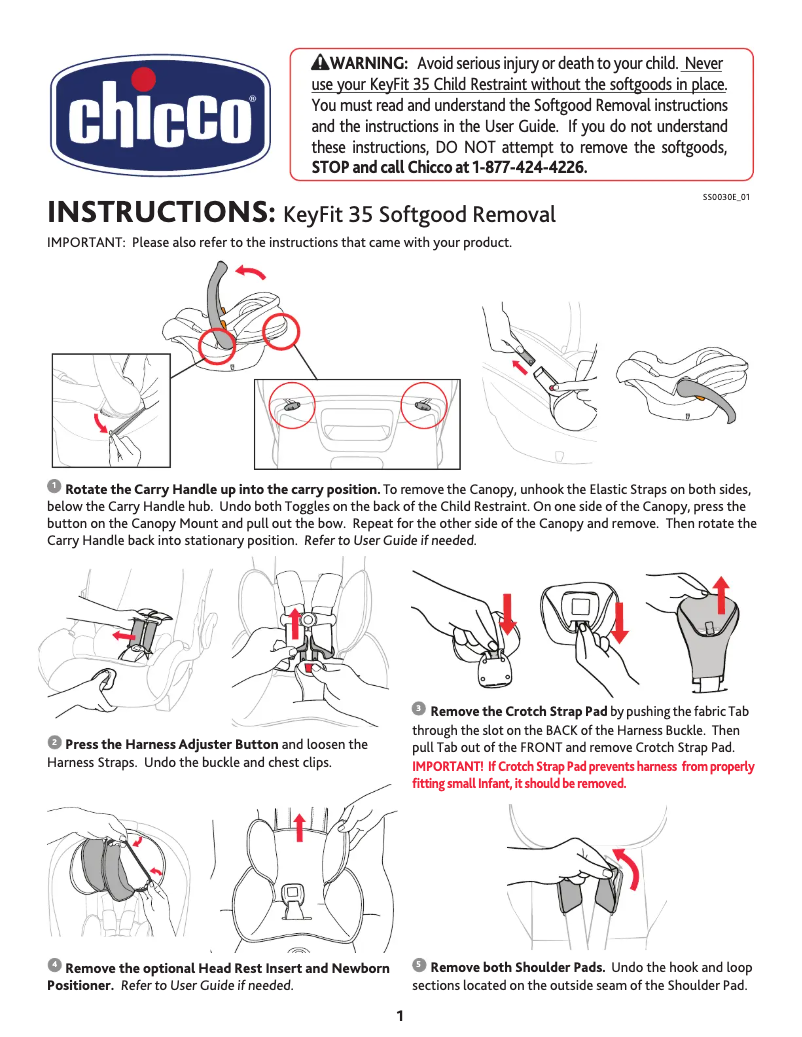 Page n°1 - Manuel utilisateur Chicco KeyFit 35 SoftGoods Removal