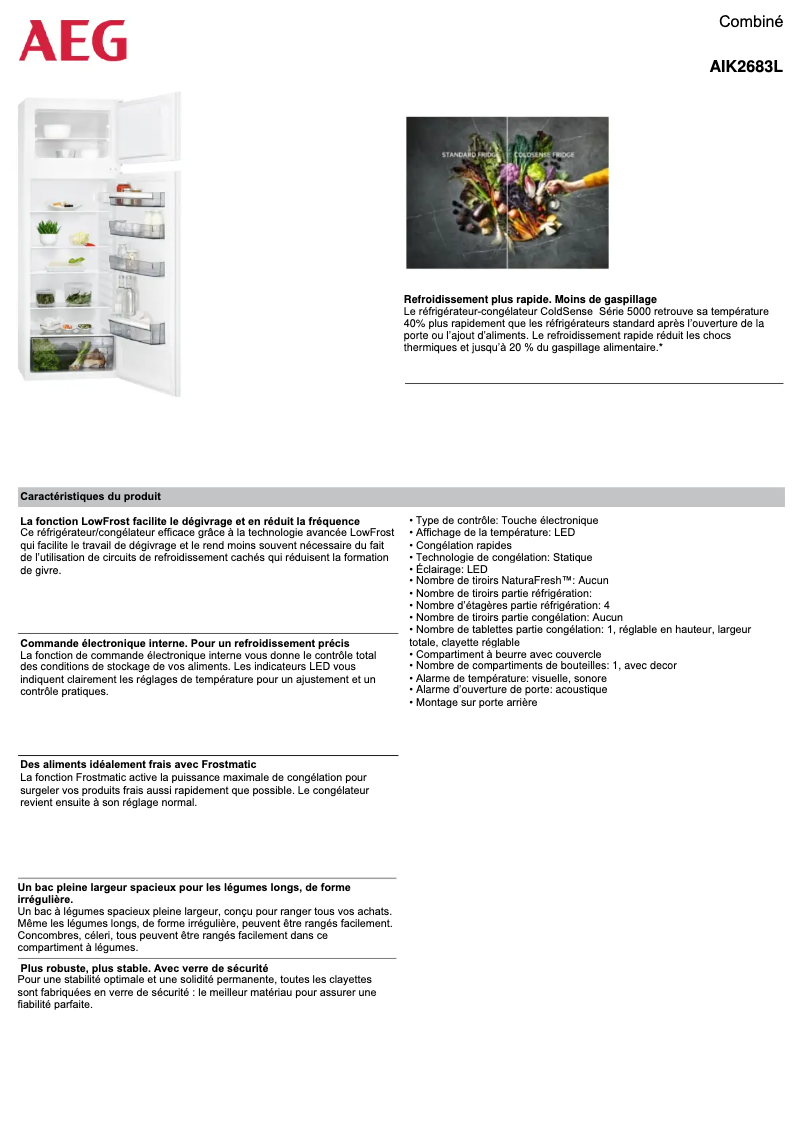 Page n°1 - Fiche technique AEG AIK2683L