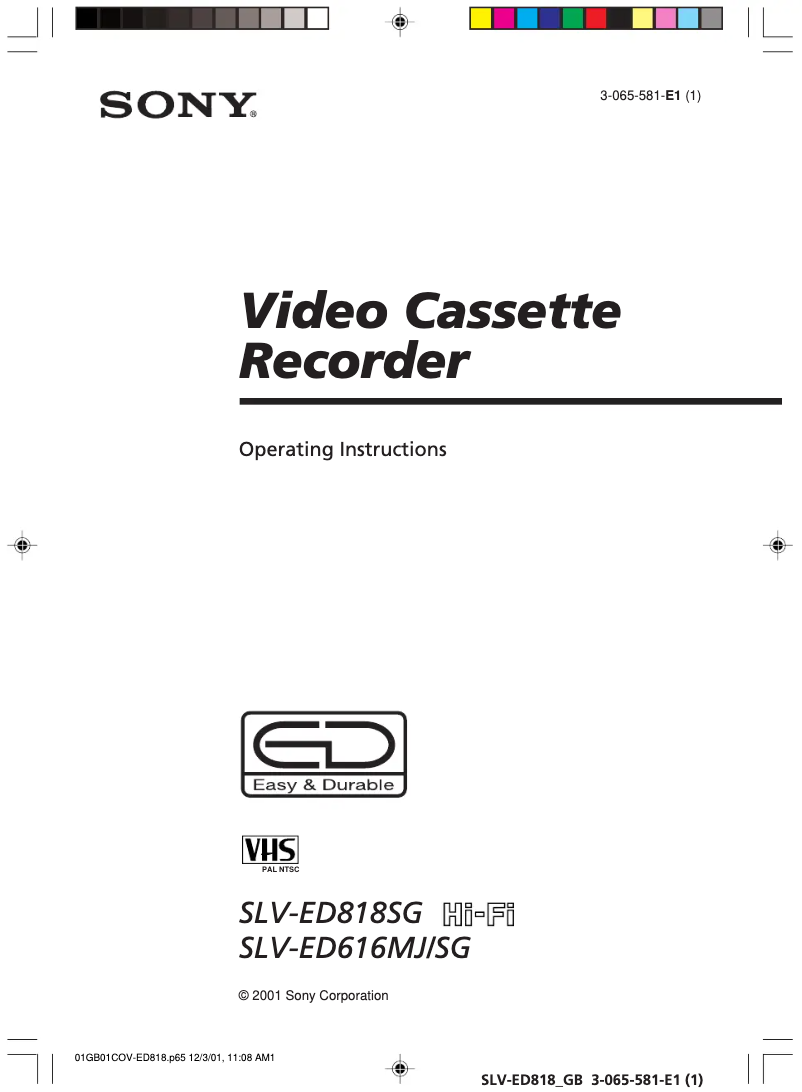 Page n°1 - Manuel utilisateur Sony SLV-ED616SG