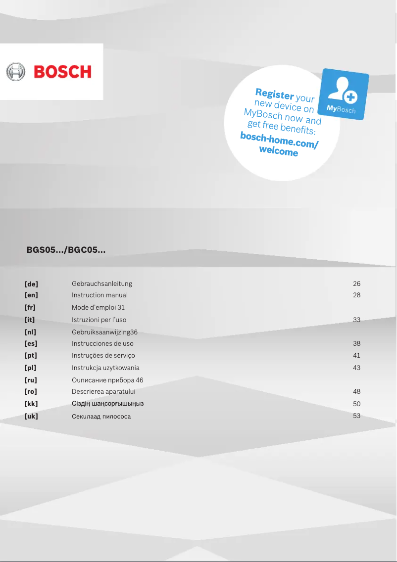 Page n°1 - Manuel utilisateur Bosch BGS05AAA1