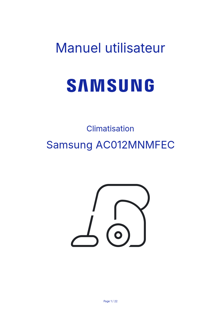 Page n°1 - Manuel utilisateur Samsung AC012MNMFEC