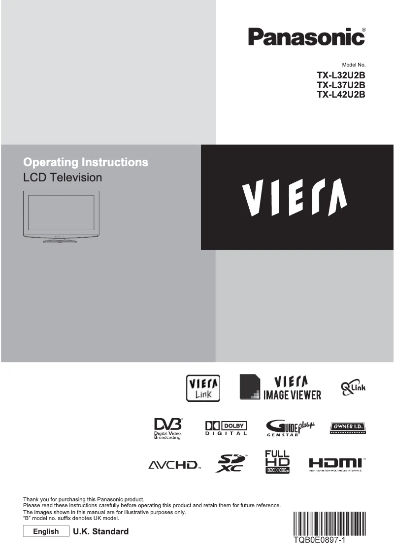 Image de la première page du manuel de l'appareil TX-L42U2B