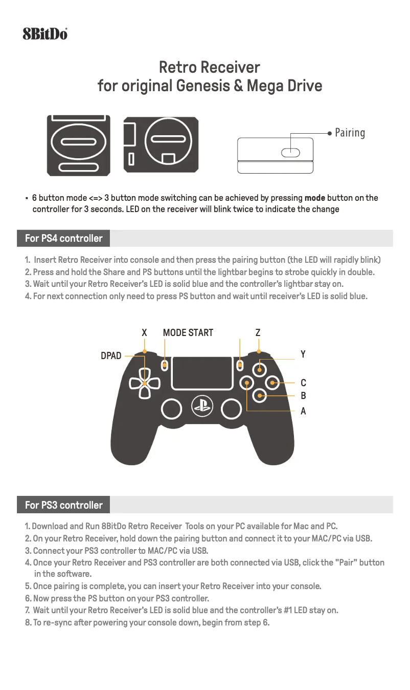 Page 1 de la notice Manuel utilisateur 8BitDo M30 RR