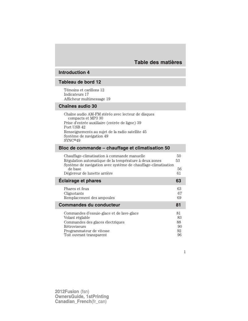 Image de la première page du manuel de l'appareil Fusion (2012)