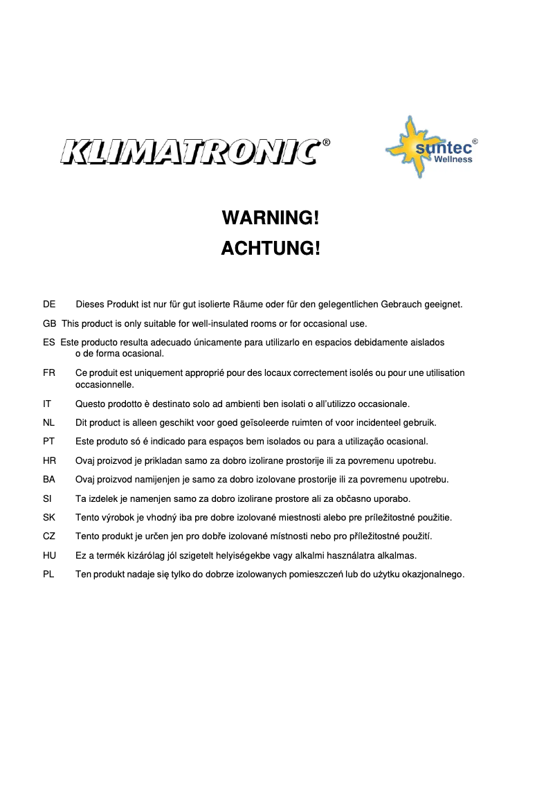 Page 1 de la notice Manuel utilisateur Suntec Heat PTC 1500 OSC