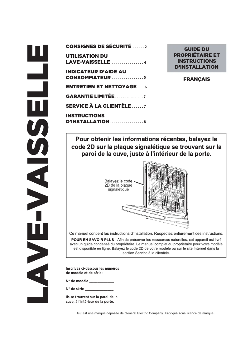 Page n°1 - Guide d'installation Monogram UBT410SGVBB