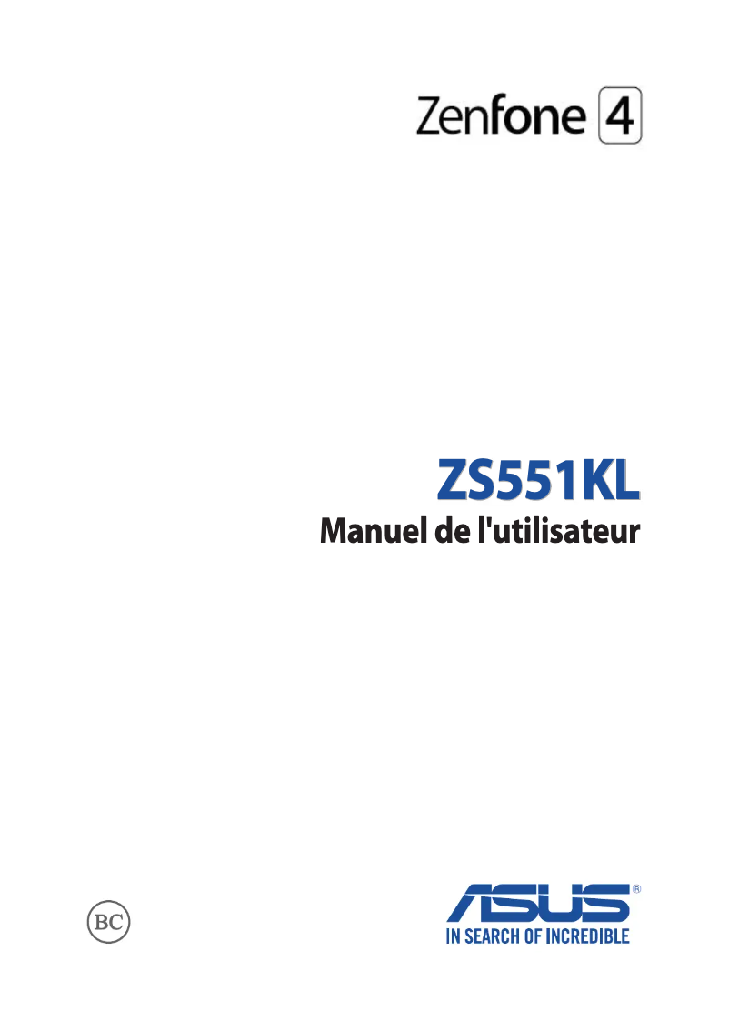 Image de la première page du manuel de l'appareil ZenFone 4 Pro ZS551KL