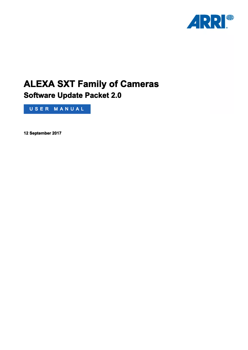 Page n°1 - Manuel utilisateur ARRI ALEXA SXT Plus