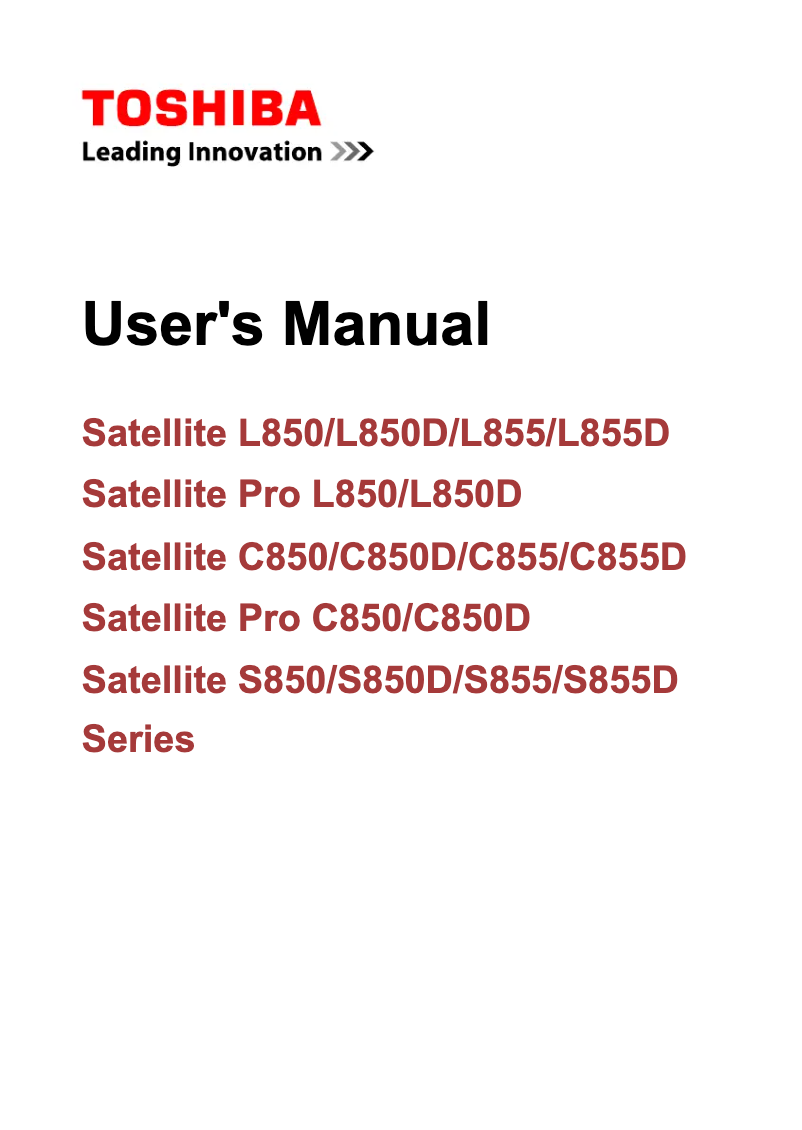 Page 1 de la notice Manuel utilisateur Toshiba Satellite C855D-160
