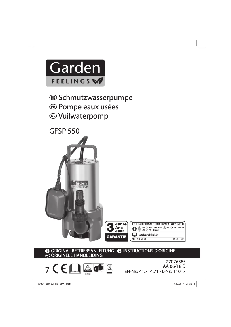 Image de la première page du manuel de l'appareil GFSP 550