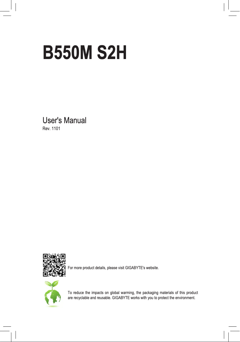 Page n°1 - Manuel utilisateur Gigabyte B550M S2H