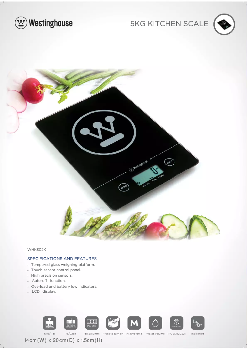 Page 1 de la notice Fiche technique Westinghouse WHKS02K