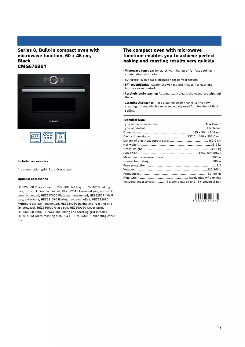 Image de la première page du manuel de l'appareil CMG676BB1