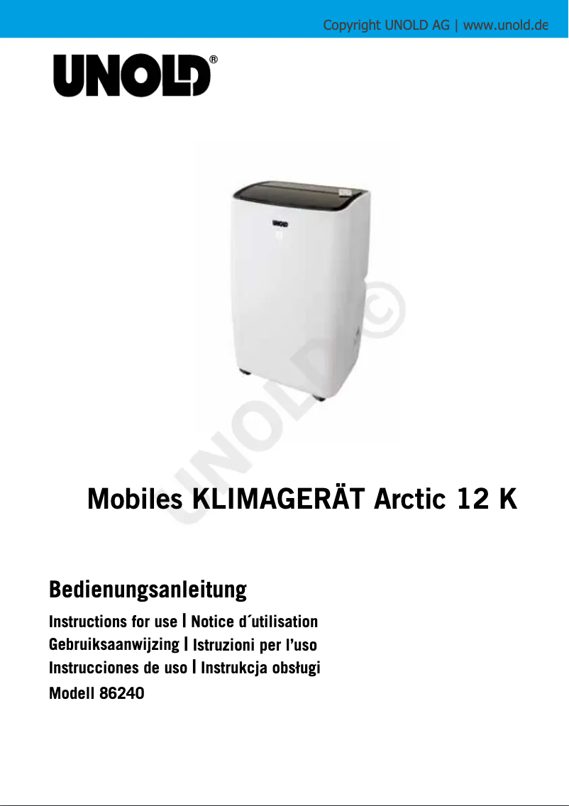 Página 1 del manual Manual de usuario Unold Arctic 12K 86240