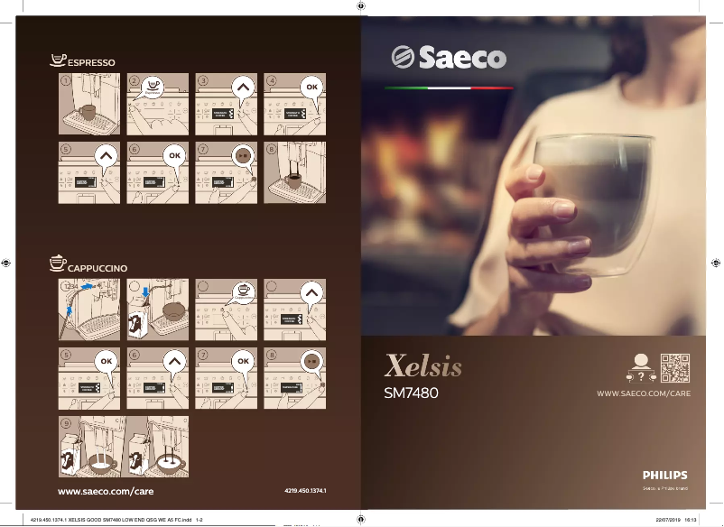 Image de la première page du manuel de l'appareil Saeco Xelsis SM7480