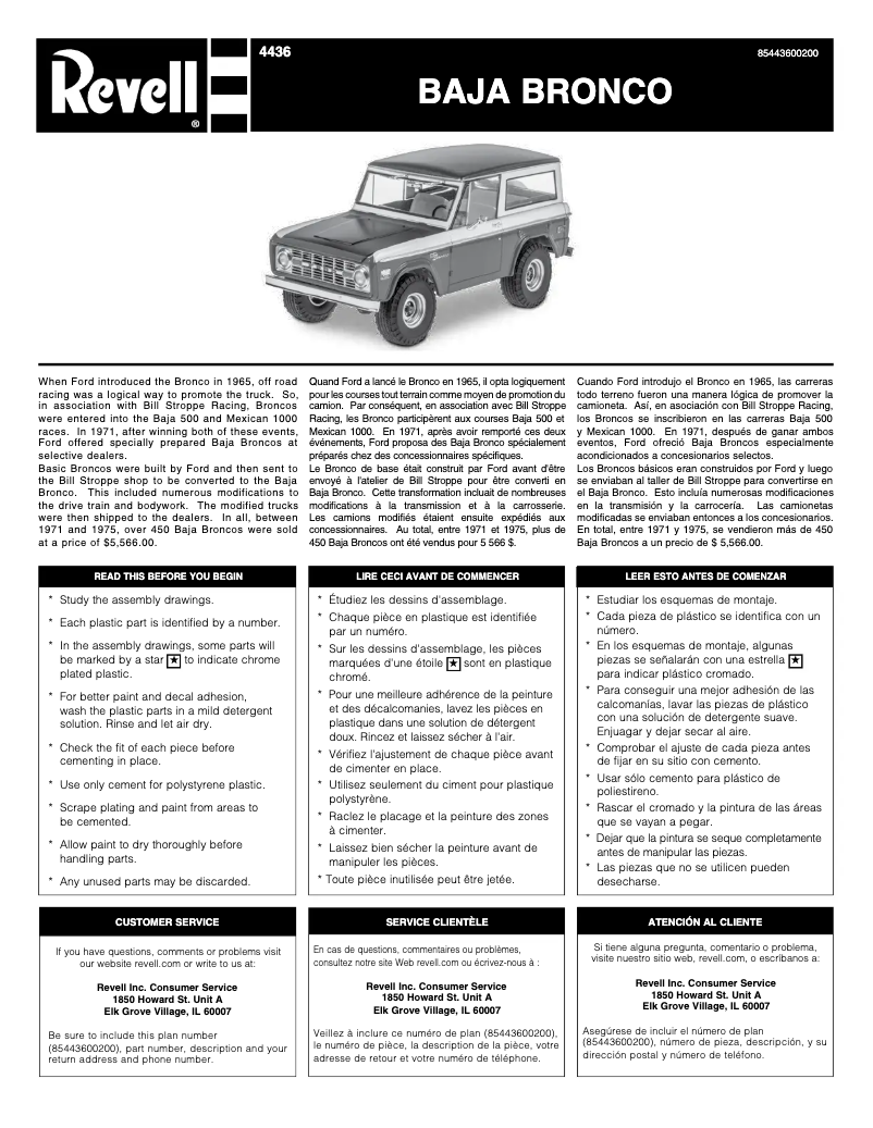 Image de la première page du manuel de l'appareil Baja Bronco