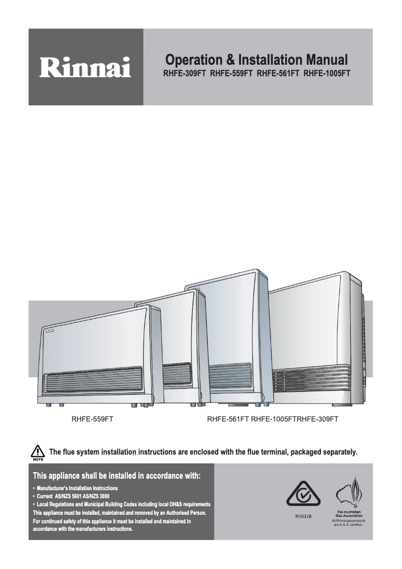 Página 1 del manual Manual de usuario Rinnai RHFE-559FT