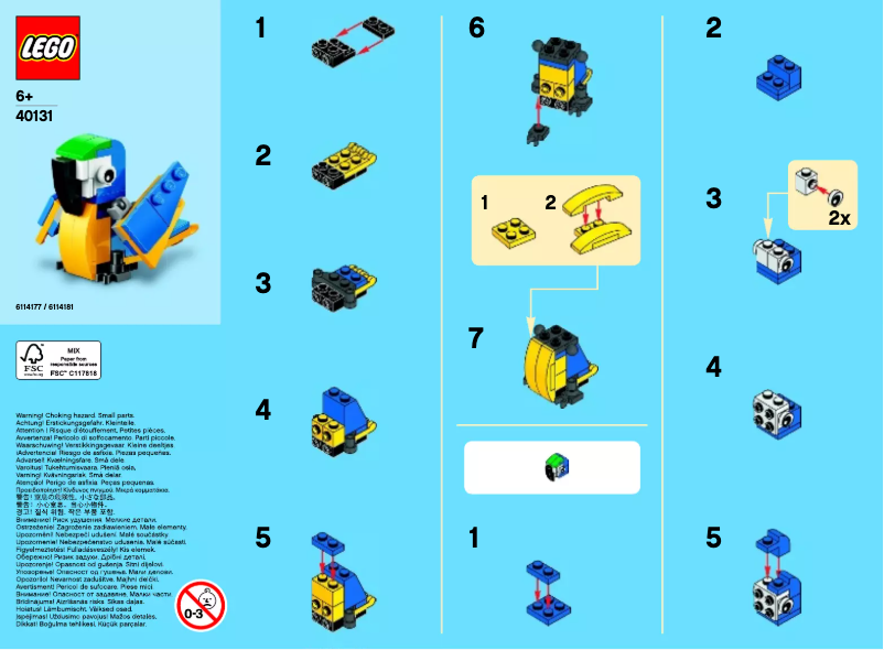 Page 1 de la notice Manuel utilisateur Lego Parrot 40131