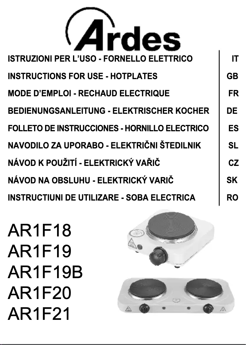 Página 1 del manual Manual de usuario Ardes AR1F19B