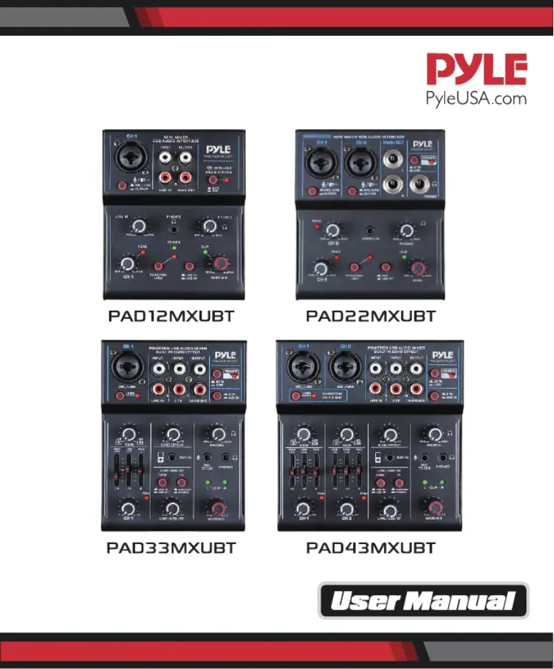 Page n°1 - Manuel utilisateur Pyle PAD43MXUBT
