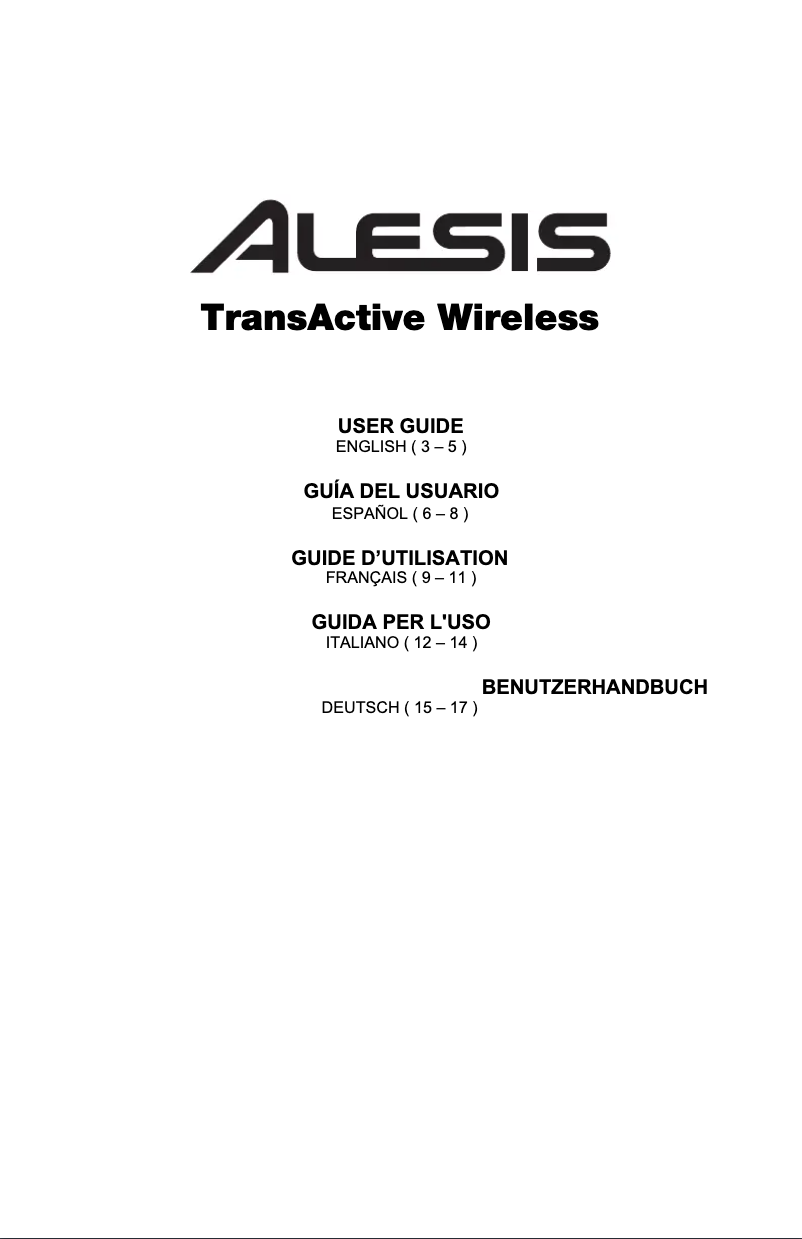 Page n°1 - Manuel utilisateur Alesis TransActive Wireless